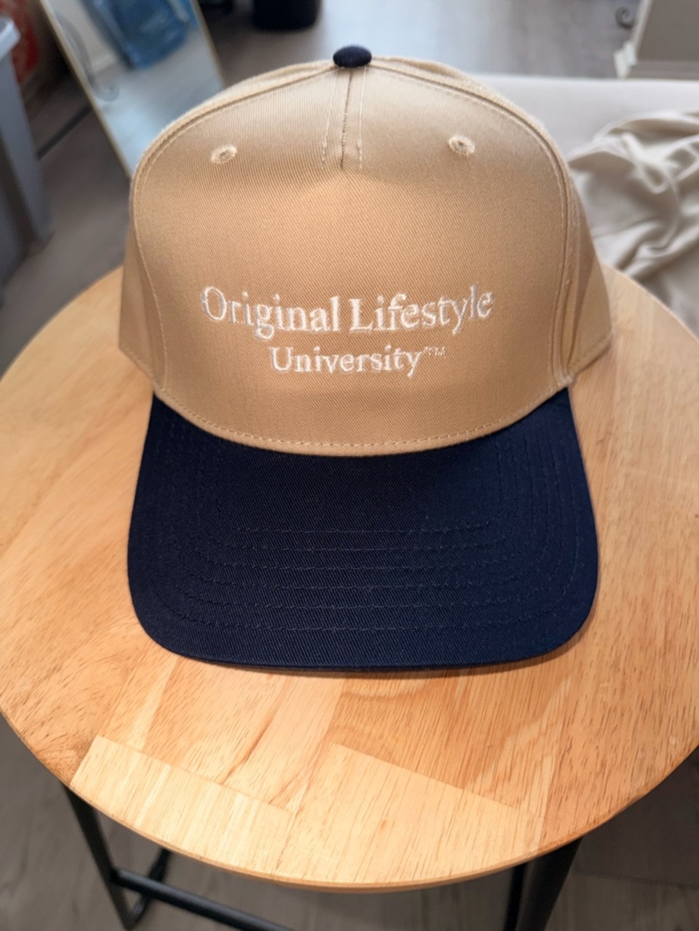 University Two-Tone Baseball Cap - Tan & Navy